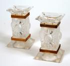 Lalique - Pair of Gilt-Banded Candle Holders