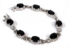 Elegant Black Sapphire, Diamond, 14K White Gold Bracelet