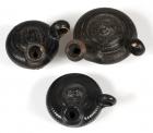 Greek Pottery. A trio of Campanian Calene Ware Facing-Head Gutti