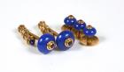 Asprey Ruby, Lapis, 18K Yellow Gold Stud Set