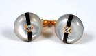 Pair of Fred Paris, Mother of Pearl, Diamond, Black Enamel Cufflinks