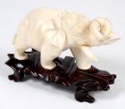 Chinese Carved Ivory Elephant With Stand