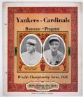 New York Yankees and St. Louis Cardinals 1928 World Series Program