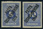 Czechoslovakia 1919, 1k, 5k, 10k ultramarine Austrian High Value Postage Dues. VF-XF - 2