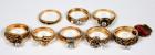 Collection of 7 Diamond, 14K Yellow Gold Wedding Ring Sets