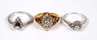 Collection of 3 Lady's Diamond, 14K Rings