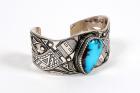 Sterling Silver Cuff With a Gem Natural Example of Bisbee (Arizona) Turquoise