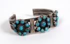 Vintage Navajo Sterling Silver Bracelet With Lone Mountain Turquoise (Nevada)