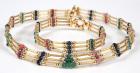 Emerald, Ruby, Sapphire, 14K Yellow Gold Necklace & Bracelet Suite