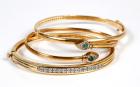 Three Yellow Gold and Diamond Bracelets