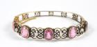 Pink Topaz, Pearl, 14K Yellow Gold Bangle Bracelet