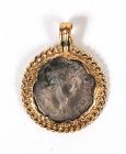 Ancient Roman Silver Denarius In Gold Jeweler's Mounting