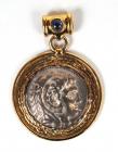 Ancient Greek Silver Tetradrachm Of Alexander The Great Mounted In Gold Jeweler's Mounting