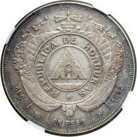 Honduras. Peso, 1882. NGC AU55 - 2