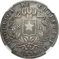 Chile. 8 Reales, 1839-So IJ. NGC EF40 - 2