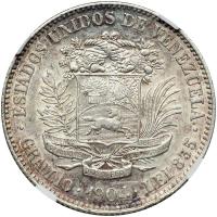 Venezuela. 2 Bolivares, 1904. NGC AU58 - 2