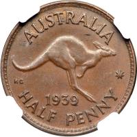 Australia. ½ Penny, 1939. NGC AU58 - 2