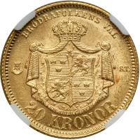 Sweden. 20 Kronor, 1874-ST. NGC MS63 - 2