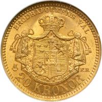 Sweden. 20 Kronor, 1887-EB. NGC MS65 - 2