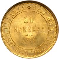 Finland. 20 Markkaa, 1879-S. NGC MS66 - 2