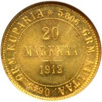 Finland. 20 Markkaa, 1912-S. NGC MS66 - 2