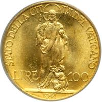 Italian States - Papal/Roman States. 100 Lire, 1941. PCGS MS65 - 2