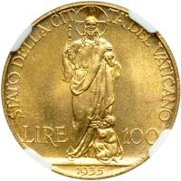 Italian States - Papal/Roman States. 100 Lire, 1935. NGC MS64 - 2