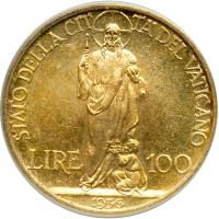 Italian States - Papal/Roman States. 100 Lire, 1936. ANACS MS62 - 2