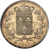 France. 5 Francs, 1819-A. AU - 2