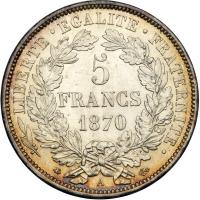 France. 5 Francs, 1870-A. AU - 2