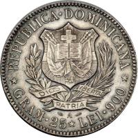 Dominican Republic. 5 Francos, 1891-A. EF - 2