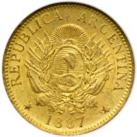 Argentina. 5 Pesos (Argentino), 1885. NGC MS61 - 2