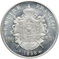 France. Platinum 100 Francs, 1858-A. BU - 2