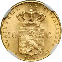 Netherlands. 10 Gulden, 1897. NGC MS66 - 2