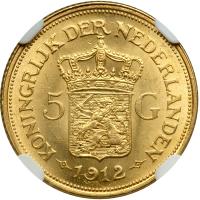 Netherlands. 5 Gulden, 1912. NGC MS63 - 2