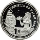 Palau. Platinum Essai One Dollar, 1994. NGC PF68