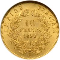 France. 10 Francs, 1859-A. NGC MS63 - 2