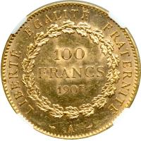 France. 100 Francs, 1907-A. NGC MS61 - 2