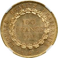 France. 100 Francs, 1911-A. NGC MS62 - 2