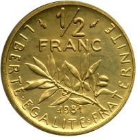 France. Gold Piefort ½ Franc, 1981. NGC PF68 - 2