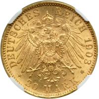 German States - Saxony. 20 Marks, 1903-E. NGC MS63 - 2