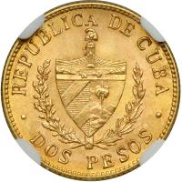 Cuba. 2 Pesos, 1916. NGC MS64 - 2