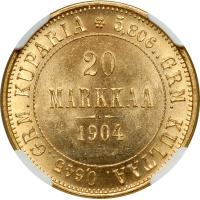 Finland. 20 Markkaa, 1904-L. NGC MS64 - 2