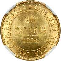 Finland. 20 Markkaa, 1904-L. NGC MS64 - 2