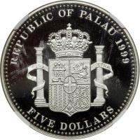 Palau. 5 Dollars struck in Palladium, 1999. NGC PF69 - 2