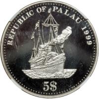 Palau. 5 Dollars struck in Palladium, 1999. NGC PF69 - 2