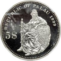 Palau. 5 Dollars struck in Palladium, 1999. NGC PF69 - 2