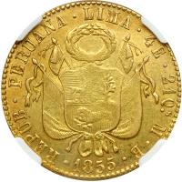 Peru. 4 Escudos, 1855-MB (Lima). NGC AU50 - 2