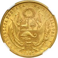 Peru. 8 Escudos, 1863/2 YB. NGC AU55 - 2