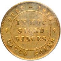 Peru. 5 Soles, 1910. PCGS MS64 - 2